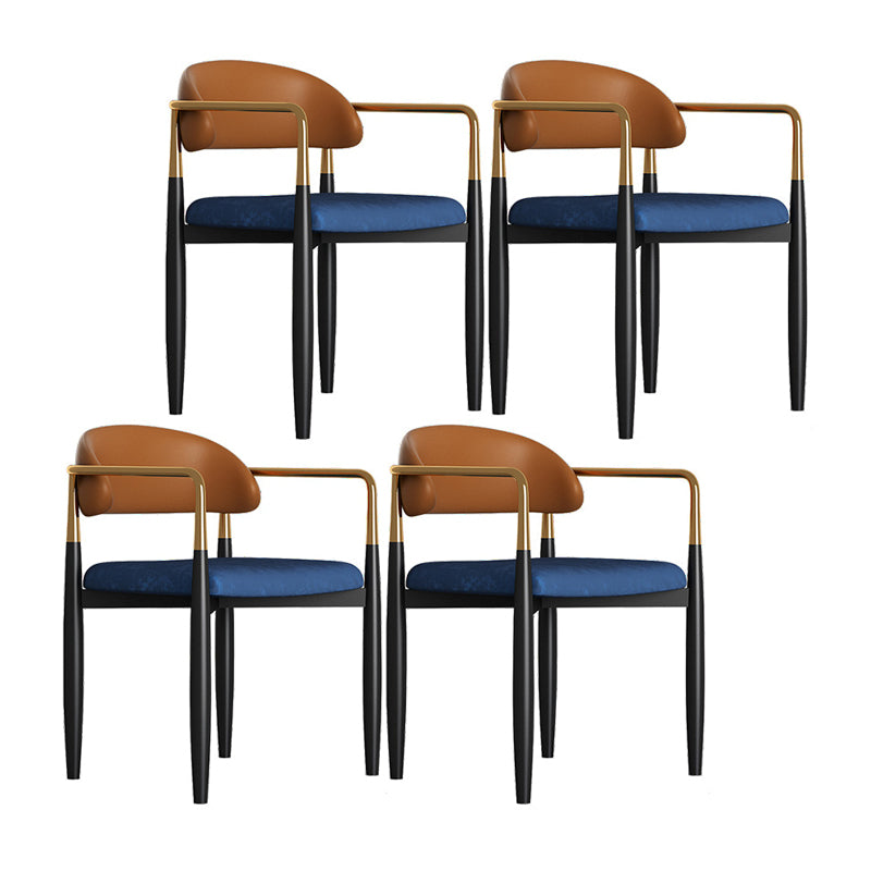 Contemporary Upholstered Home Arm Chair Open Back Matte Finish Dining Chair