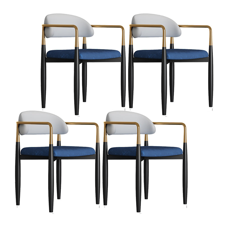 Contemporary Upholstered Home Arm Chair Open Back Matte Finish Dining Chair