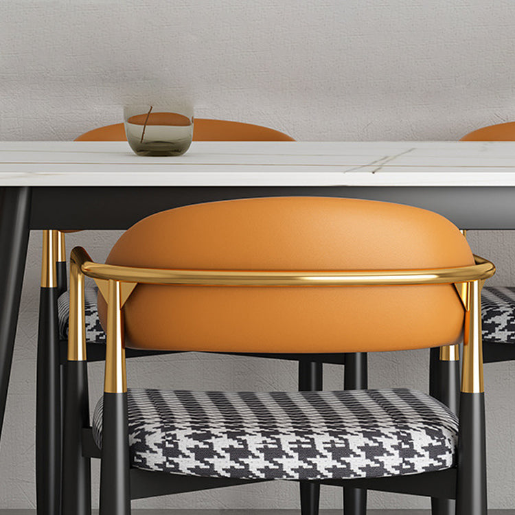 Silla de comedor casera tapizada contemporánea con respaldo abierto y acabado mate