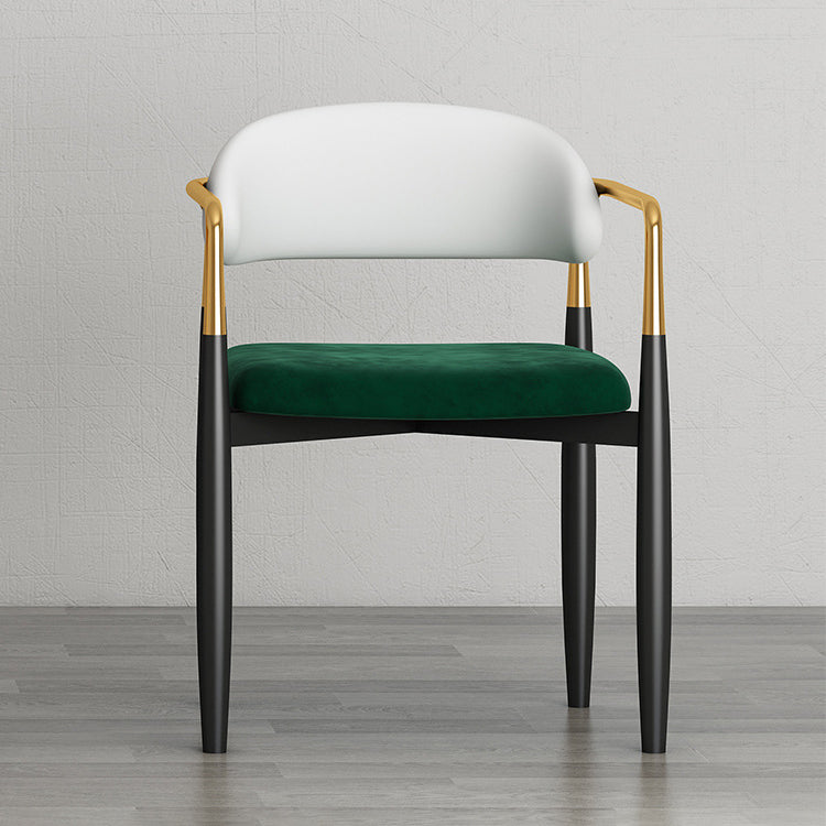Silla de comedor casera tapizada contemporánea con respaldo abierto y acabado mate