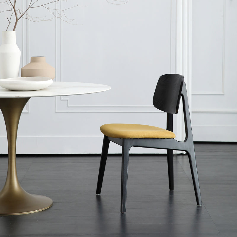 Silla de comedor moderna con respaldo abierto, silla lateral sin brazos de comedor de madera para el hogar