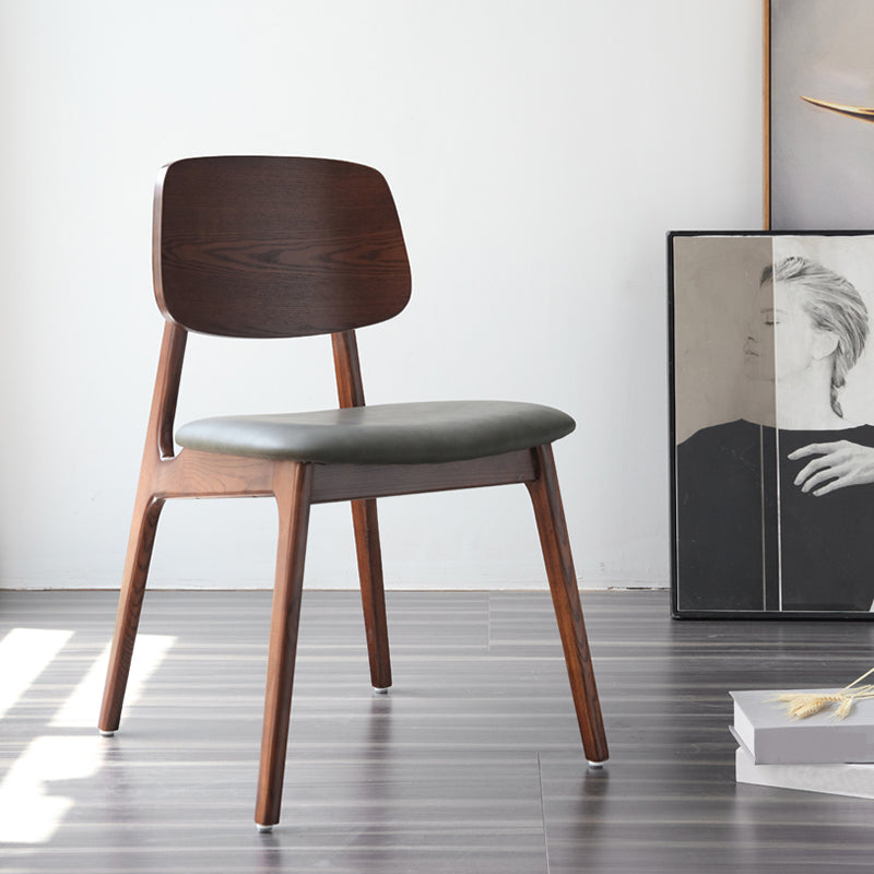 Silla de comedor moderna con respaldo abierto, silla lateral sin brazos de comedor de madera para el hogar