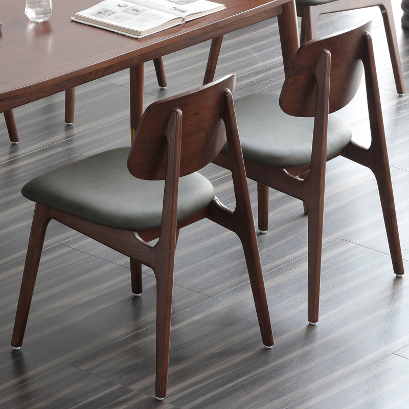 Silla de comedor moderna con respaldo abierto, silla lateral sin brazos de comedor de madera para el hogar