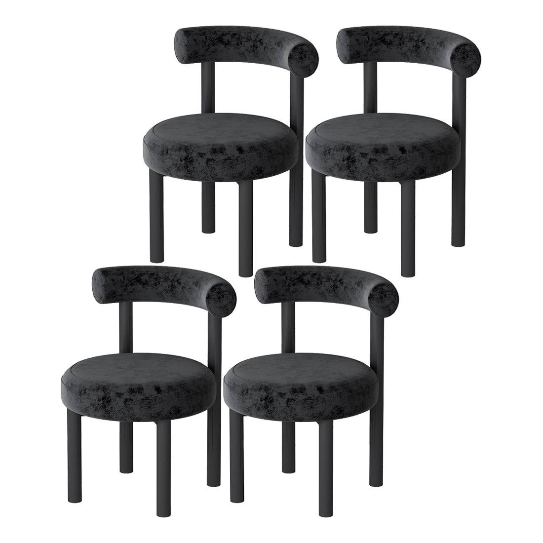 Designer Style Velvet Side Chair Open Back Matte Finish Dining Chair