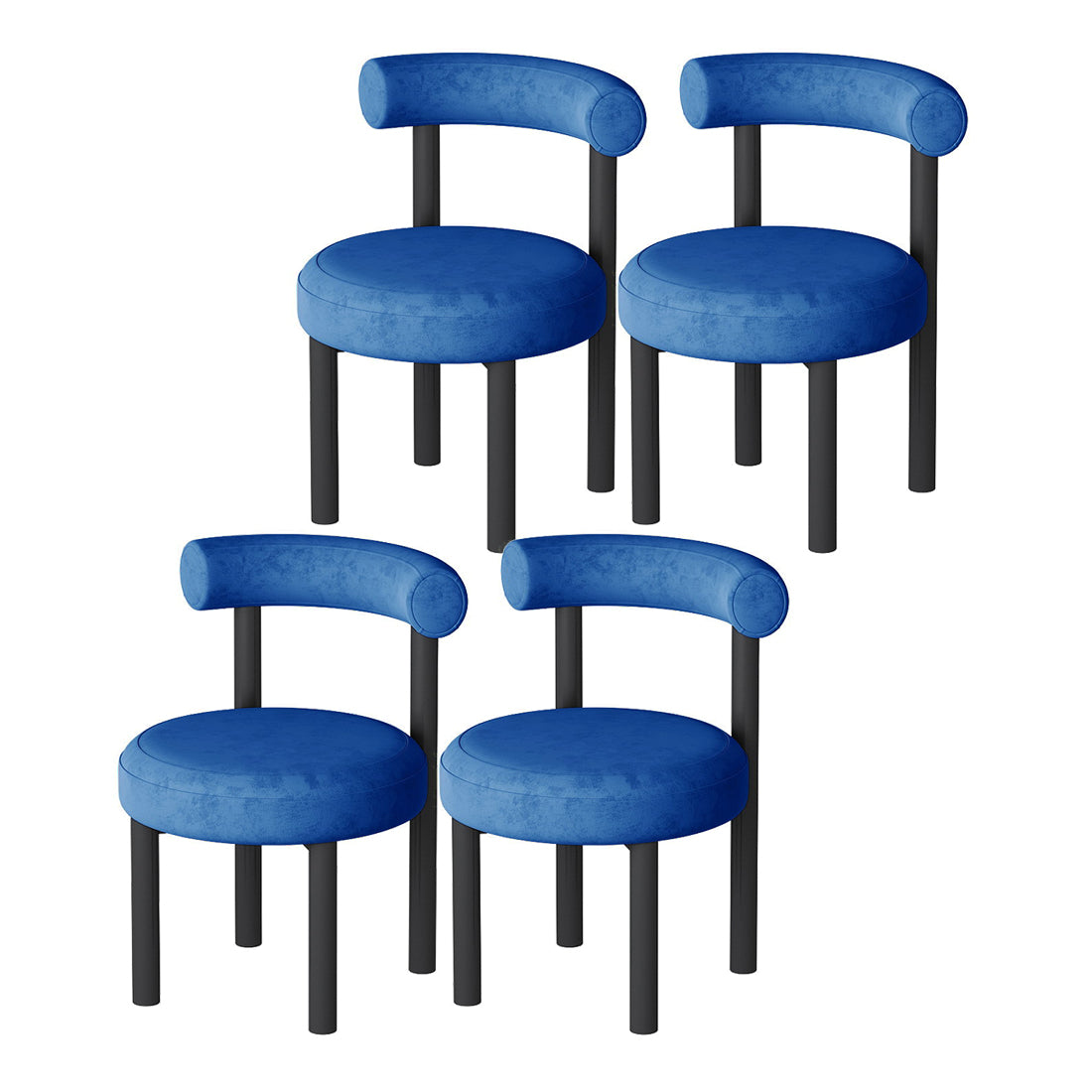 Designer Style Velvet Side Chair Open Back Matte Finish Dining Chair