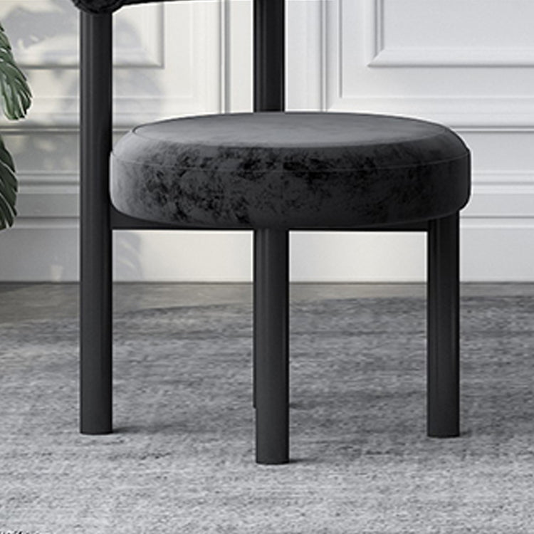 Silla lateral de terciopelo estilo diseñador, respaldo abierto, acabado mate, silla de comedor