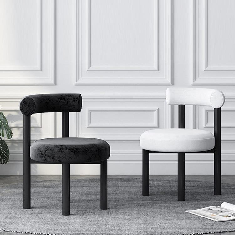 Silla lateral de terciopelo estilo diseñador, respaldo abierto, acabado mate, silla de comedor