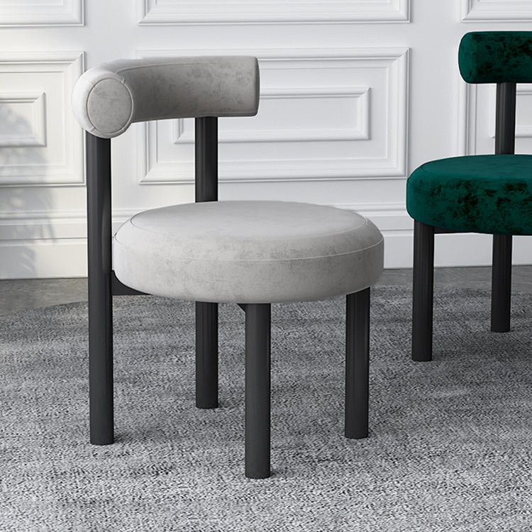 Silla lateral de terciopelo estilo diseñador, respaldo abierto, acabado mate, silla de comedor