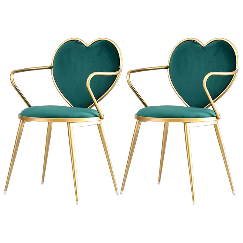 Glam Velvet Dining Room Chairs Metal Arm Dining Chair for Restaurant Use