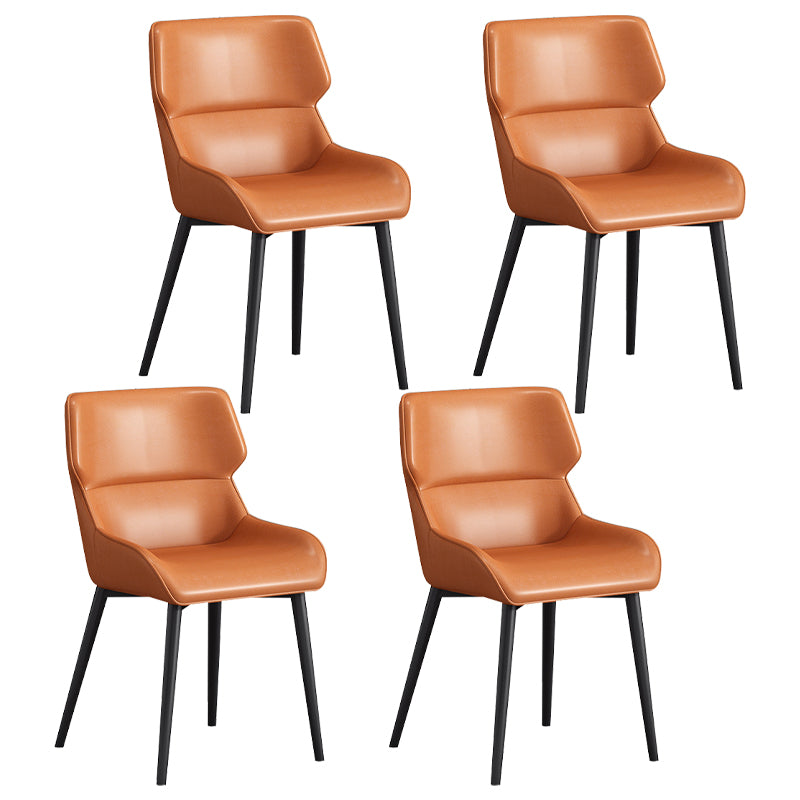 Silla de comedor moderna Parsons curvada de cuero con acabado mate