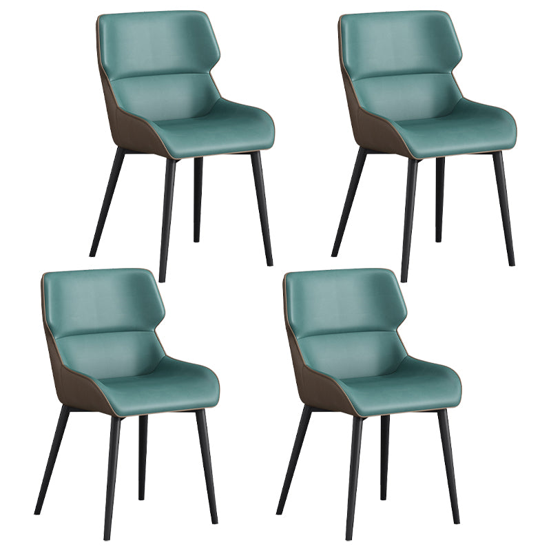 Silla de comedor moderna Parsons curvada de cuero con acabado mate
