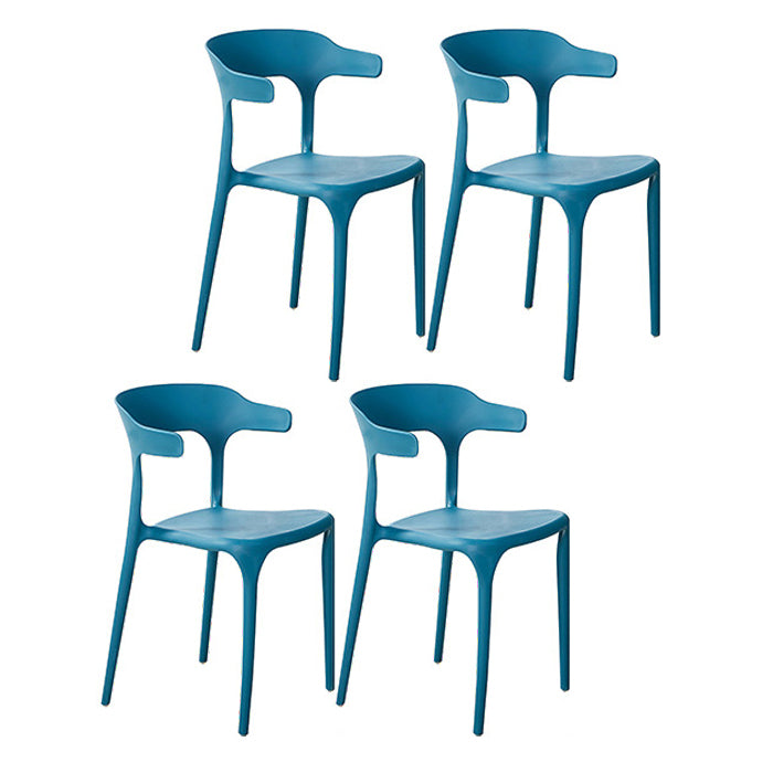 Contemporary Plastic Home Arm Chair Open Back Matte Finish Dining Chair