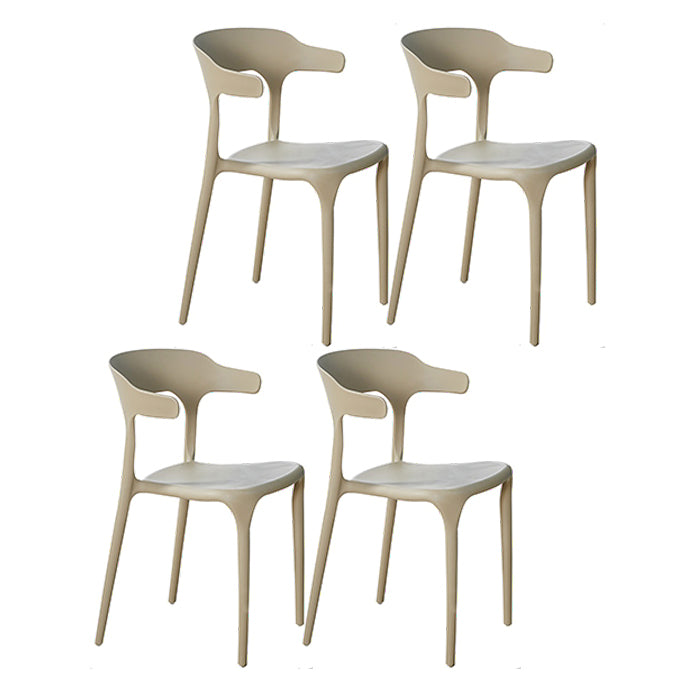 Contemporary Plastic Home Arm Chair Open Back Matte Finish Dining Chair