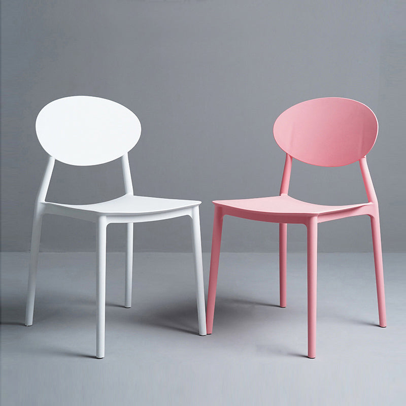 Silla de comedor moderna con respaldo abierto, sillas laterales sin brazos con patas de plástico