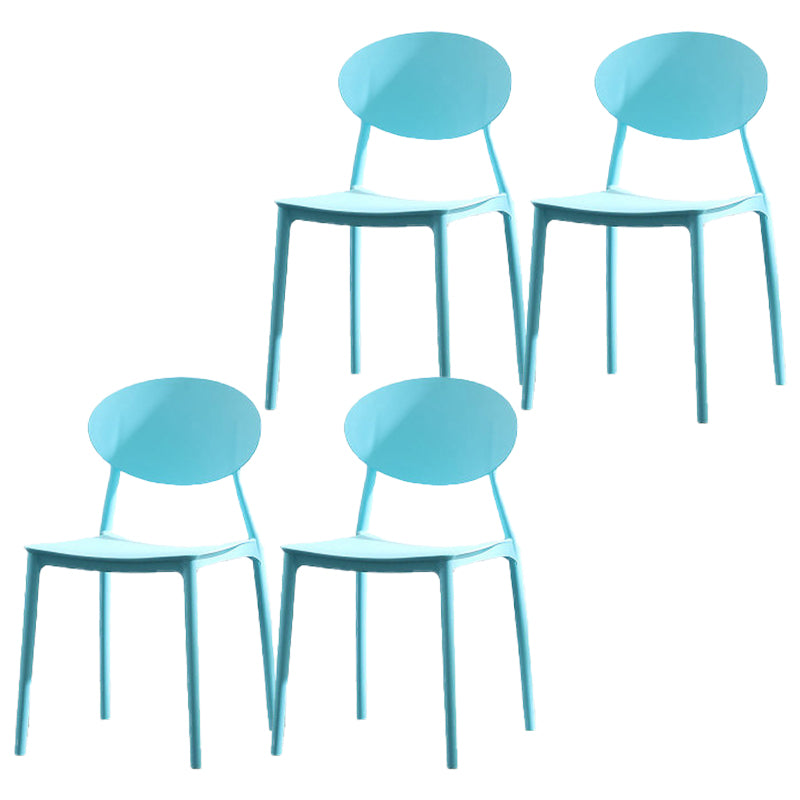 Silla de comedor moderna con respaldo abierto, sillas laterales sin brazos con patas de plástico