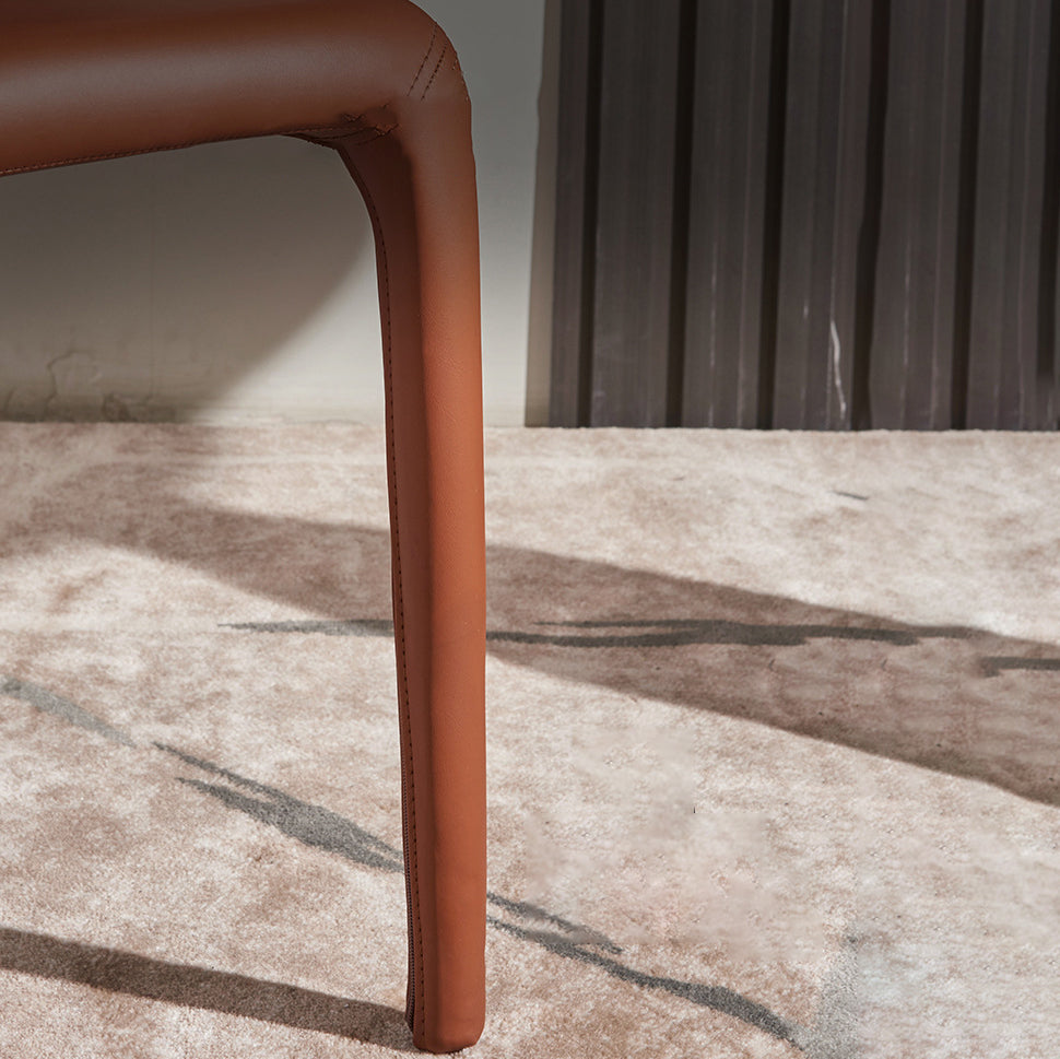 Silla de comedor con respaldo mate y respaldo de cuero para el hogar, estilo diseñador