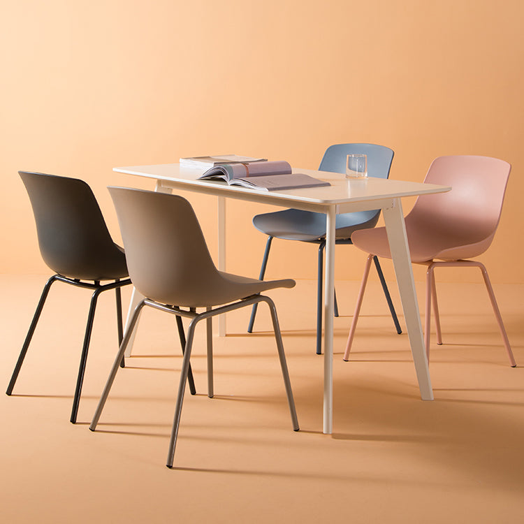 Sillas de comedor de estilo moderno, sillas laterales sin brazos con patas de metal