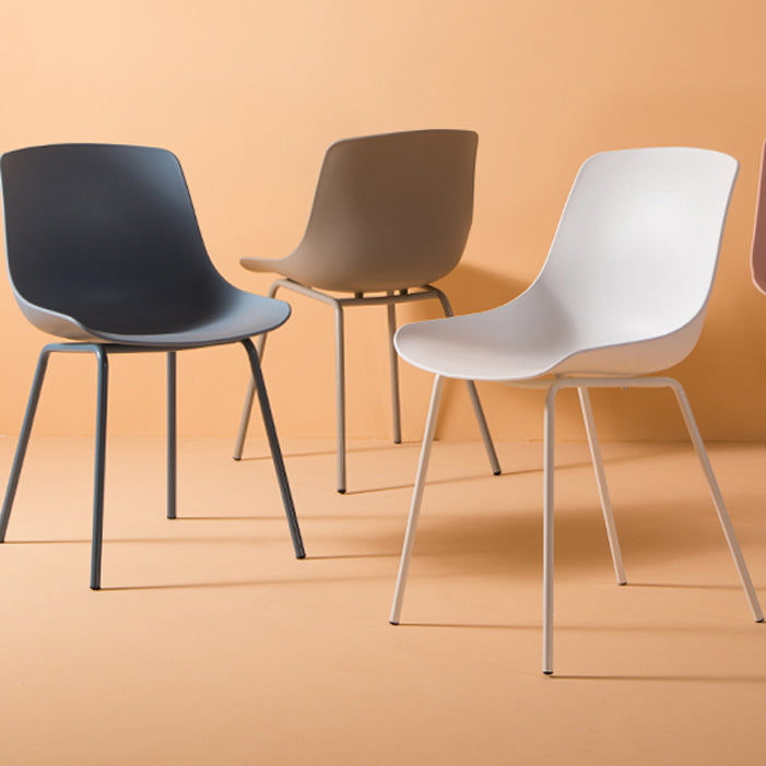 Sillas de comedor de estilo moderno, sillas laterales sin brazos con patas de metal