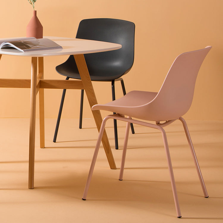 Sillas de comedor de estilo moderno, sillas laterales sin brazos con patas de metal