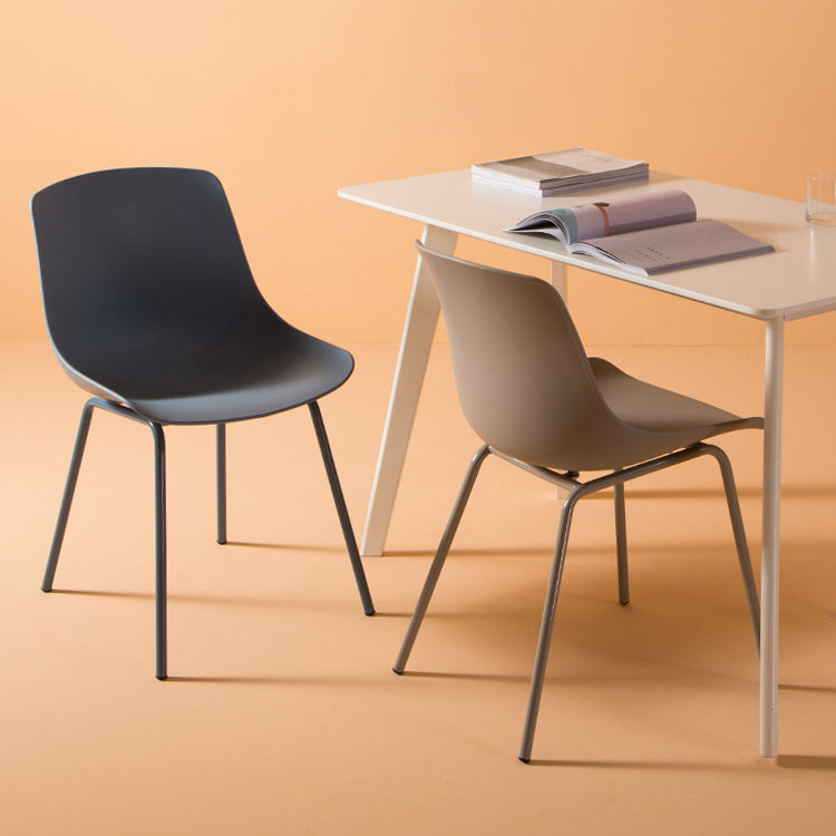 Sillas de comedor de estilo moderno, sillas laterales sin brazos con patas de metal