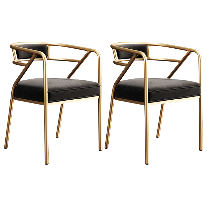 Silla de metal escandinavo Glam para comedor y cocina, sillón con respaldo abierto