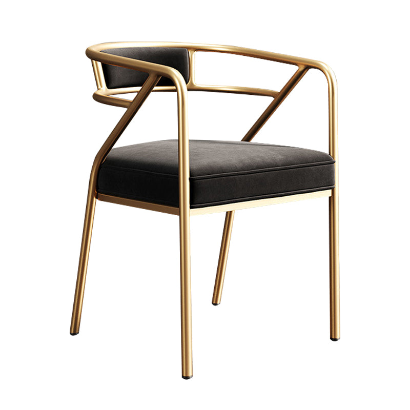 Silla de metal escandinavo Glam para comedor y cocina, sillón con respaldo abierto