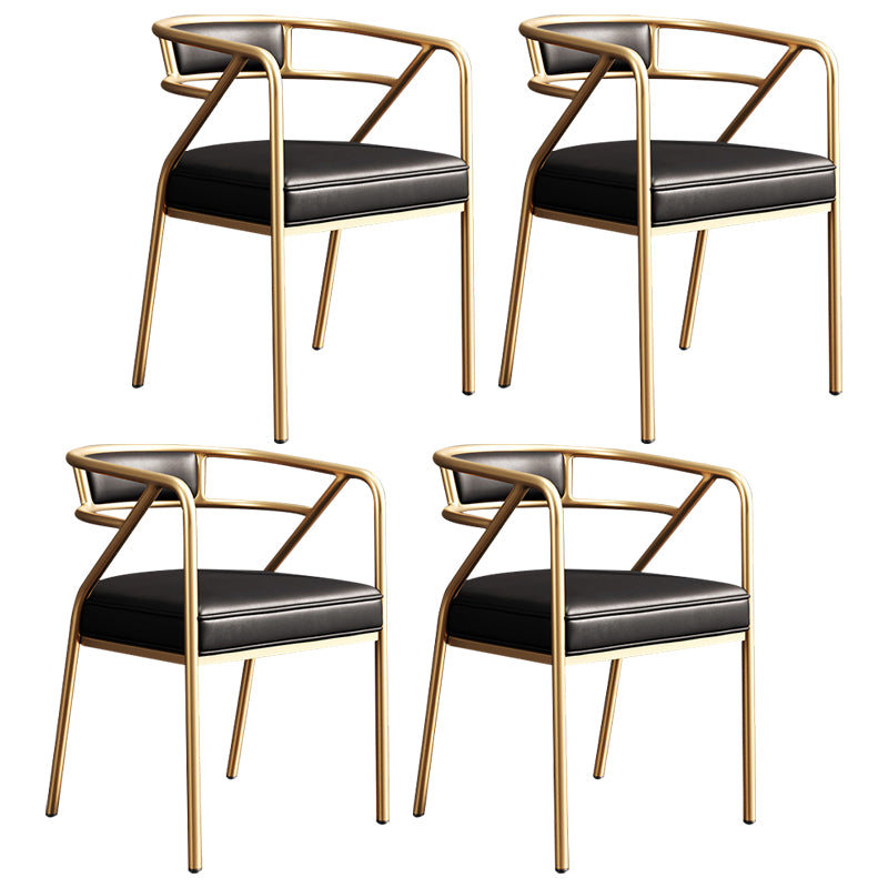 Silla de metal escandinavo Glam para comedor y cocina, sillón con respaldo abierto