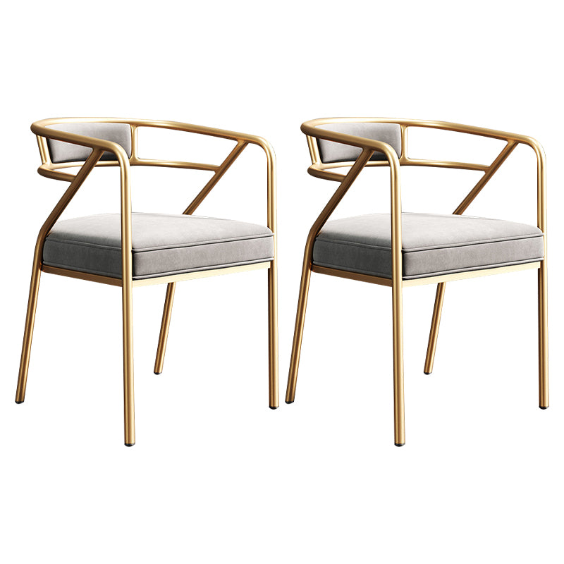 Silla de metal escandinavo Glam para comedor y cocina, sillón con respaldo abierto