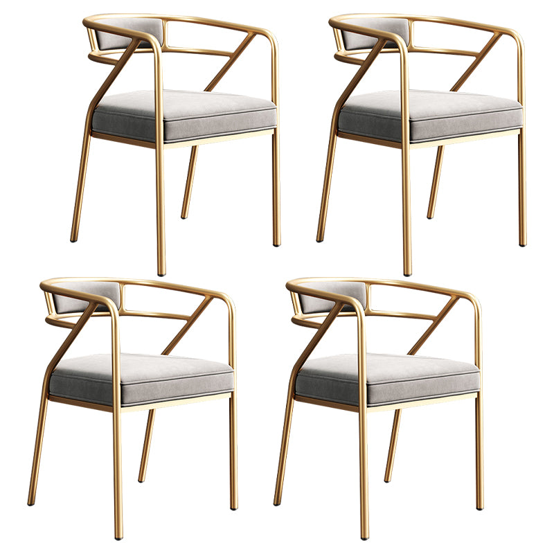 Silla de metal escandinavo Glam para comedor y cocina, sillón con respaldo abierto