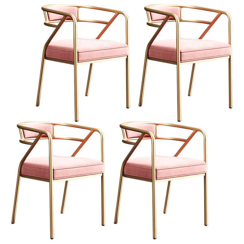 Silla de metal escandinavo Glam para comedor y cocina, sillón con respaldo abierto