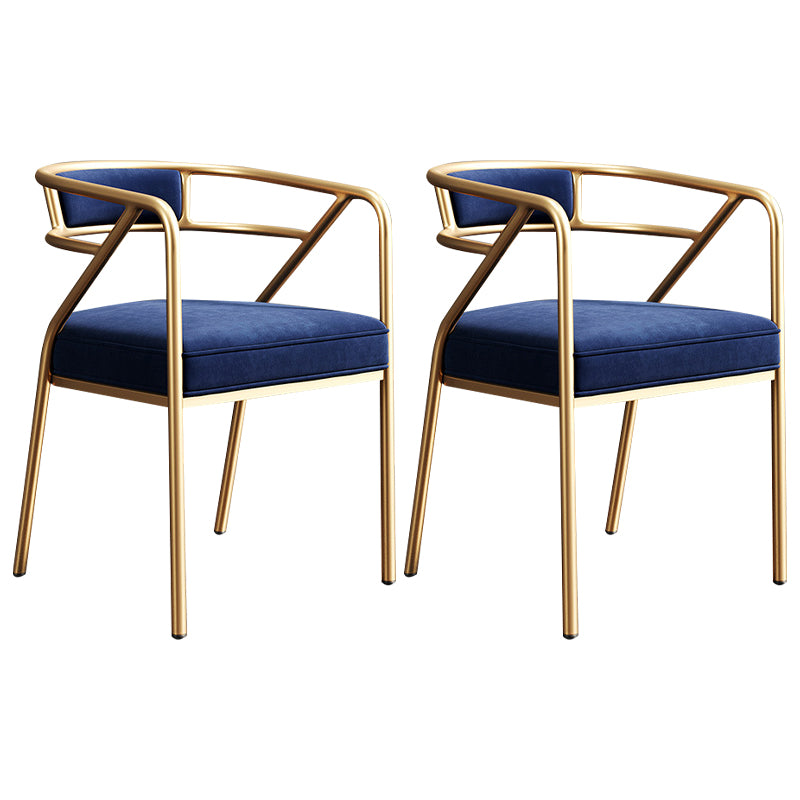 Silla de metal escandinavo Glam para comedor y cocina, sillón con respaldo abierto