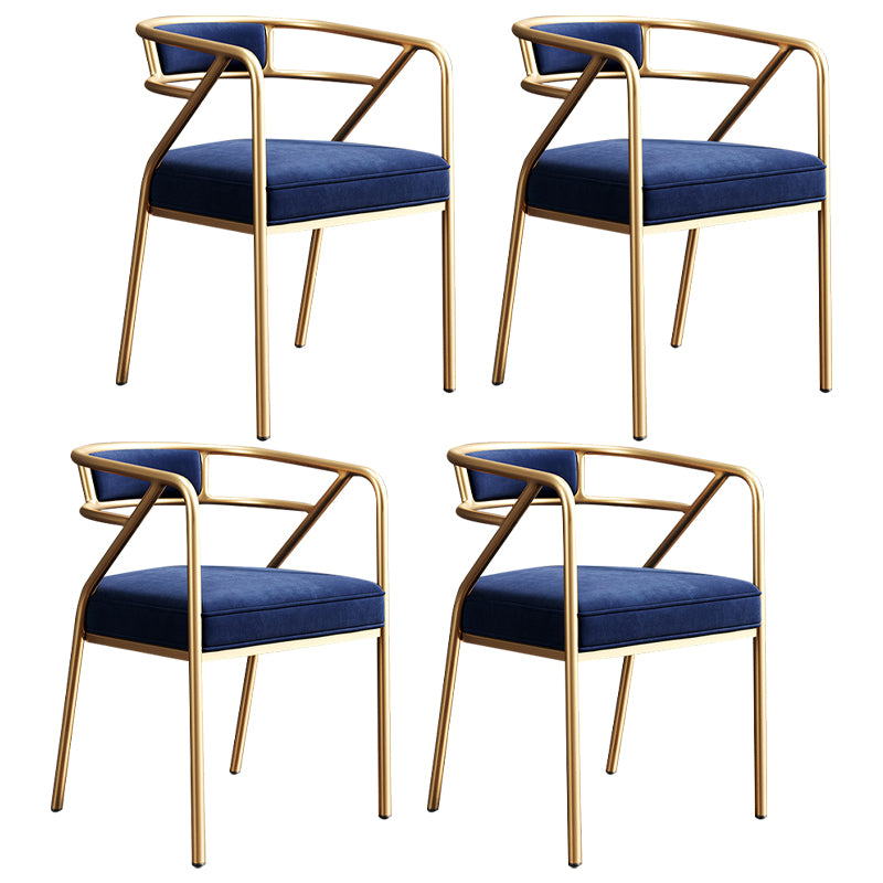 Silla de metal escandinavo Glam para comedor y cocina, sillón con respaldo abierto