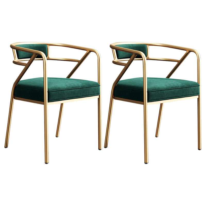 Silla de metal escandinavo Glam para comedor y cocina, sillón con respaldo abierto