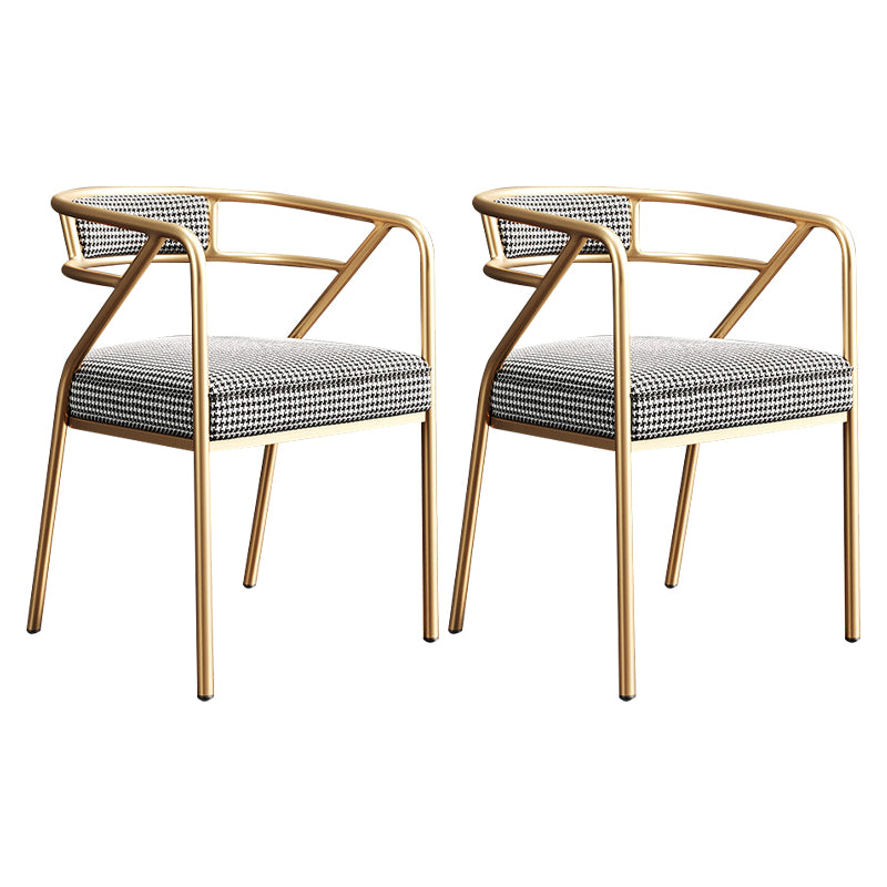 Silla de metal escandinavo Glam para comedor y cocina, sillón con respaldo abierto