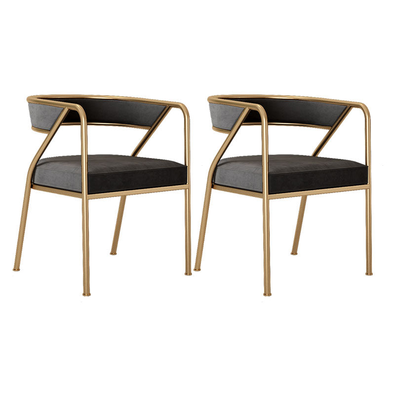 Glam Metal Arm Dining Chair Open Back Dining Side Chair for Home Use