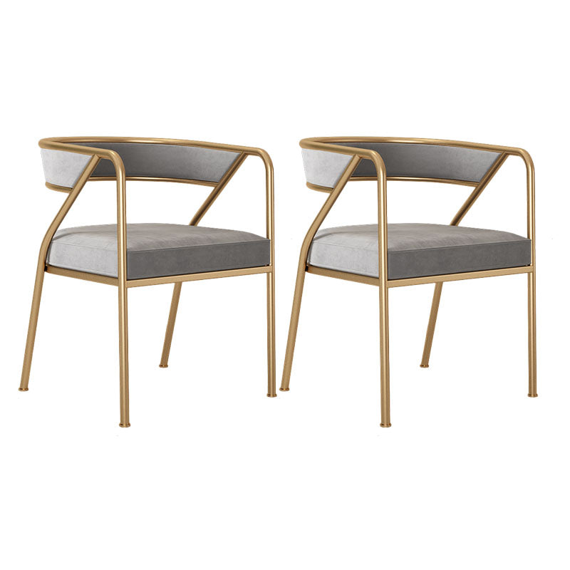 Silla de comedor con brazo de metal Glam, respaldo abierto, silla lateral para uso doméstico