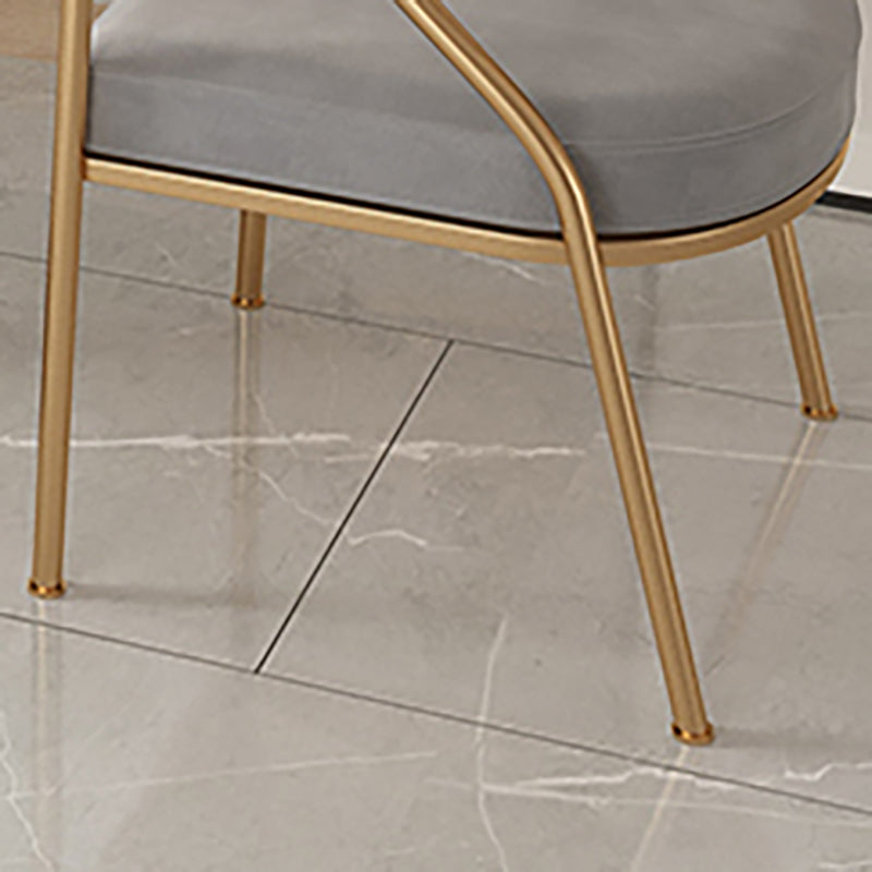 Silla de comedor con brazo de metal Glam, respaldo abierto, silla lateral para uso doméstico