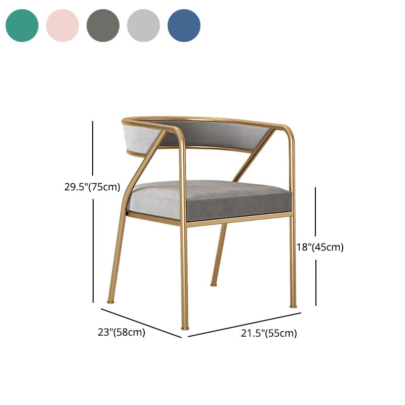 Silla de comedor con brazo de metal Glam, respaldo abierto, silla lateral para uso doméstico