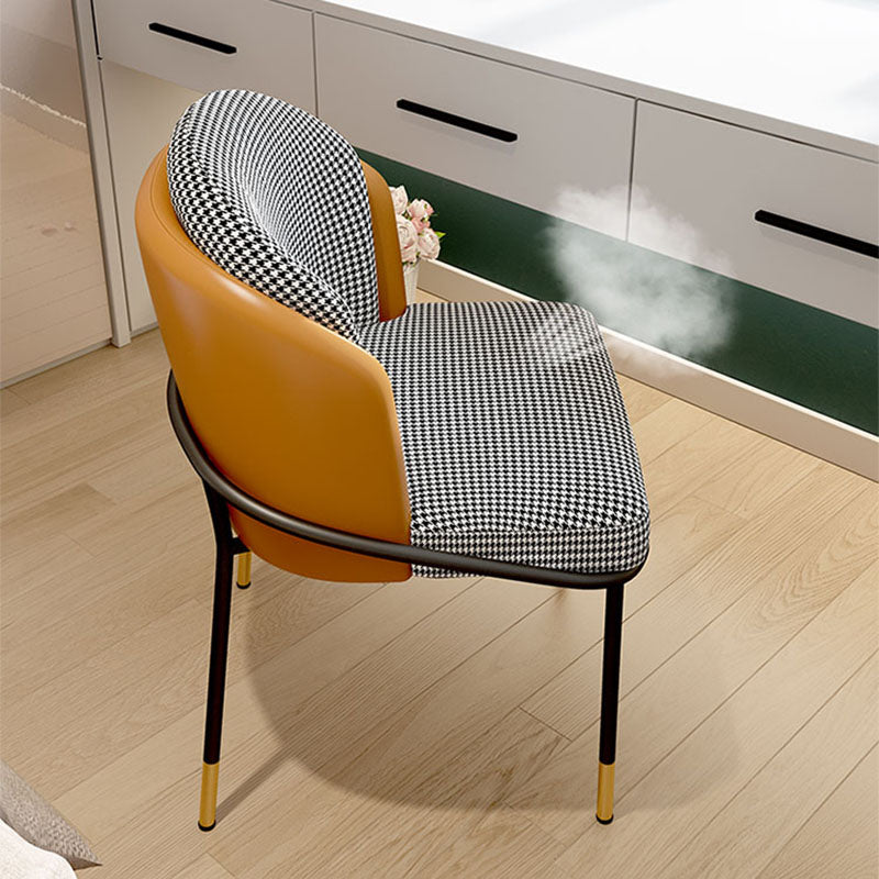 Glam metalen eetgeloze stoel gestoffeerde zijstoelen voor thuisgebruik