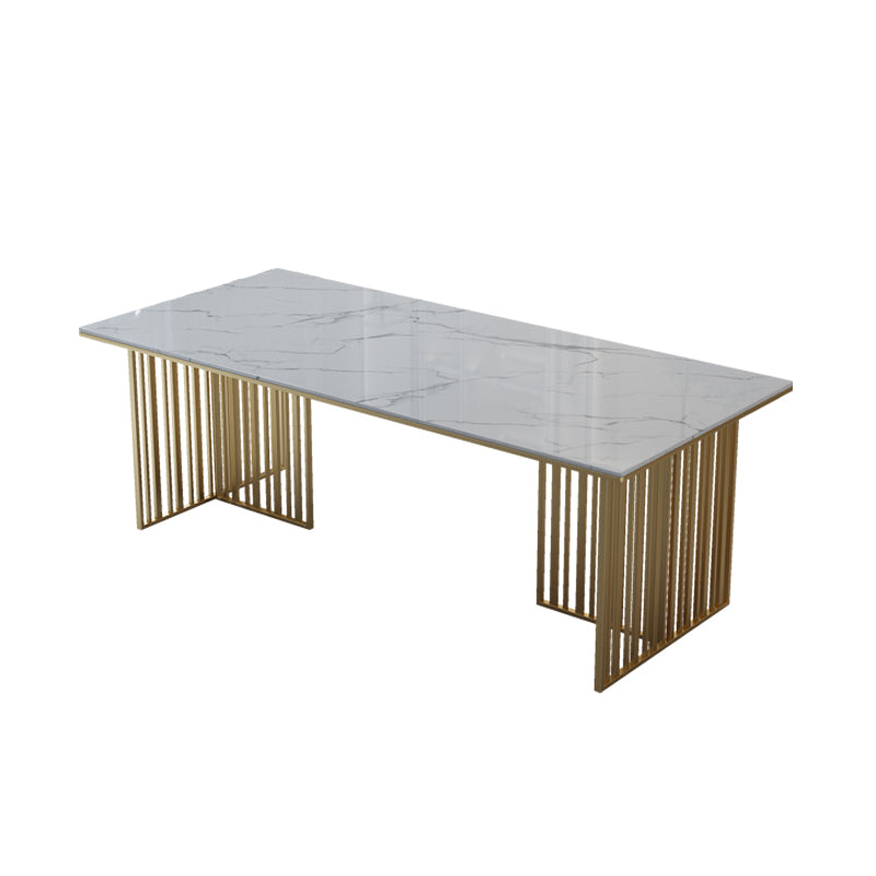 Glam 1/2/5/7 Pièces Ensemble de meubles de restauration en pierre fritté avec chaises en cuir