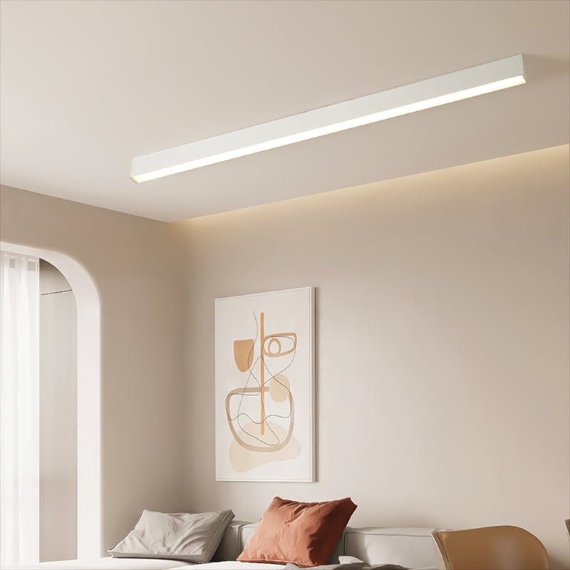 Linear Shape Ceiling Fixture Modern Style Metal 1 Light Ceiling Mounted Light in White