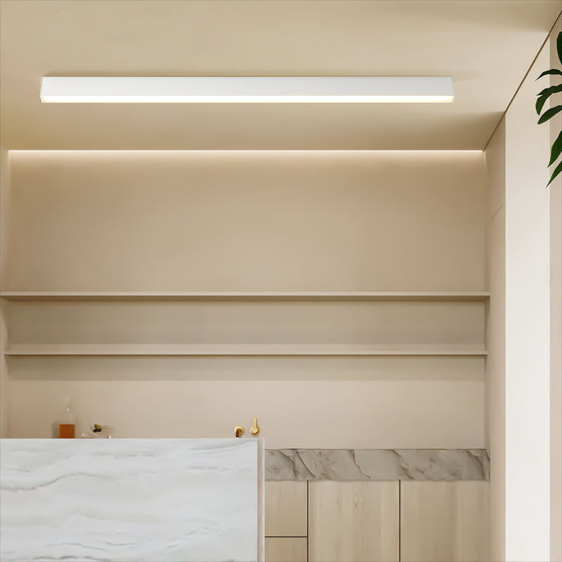 Linear Shape Ceiling Fixture Modern Style Metal 1 Light Ceiling Mounted Light in White