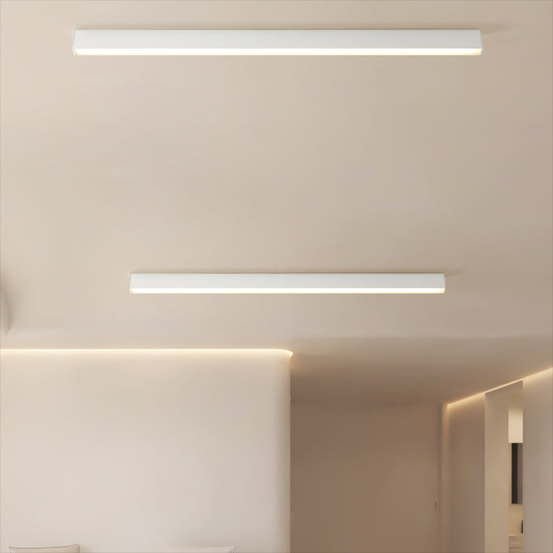 Linear Shape Ceiling Fixture Modern Style Metal 1 Light Ceiling Mounted Light in White