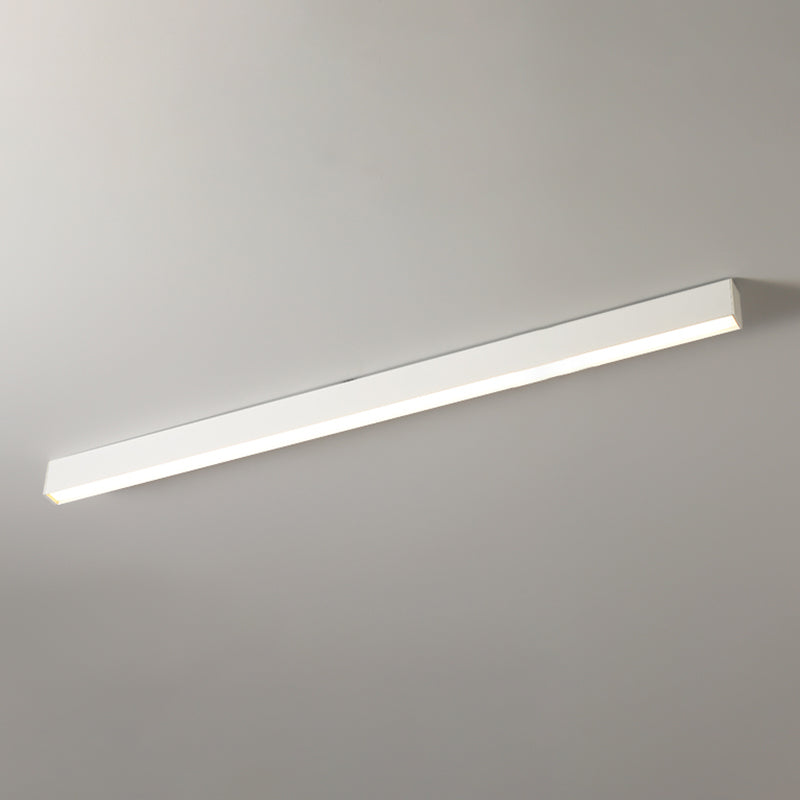 Linear Shape Ceiling Fixture Modern Style Metal 1 Light Ceiling Mounted Light in White