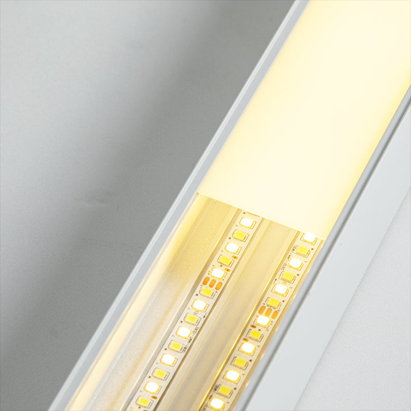 Linear Shape Ceiling Fixture Modern Style Metal 1 Light Ceiling Mounted Light in White