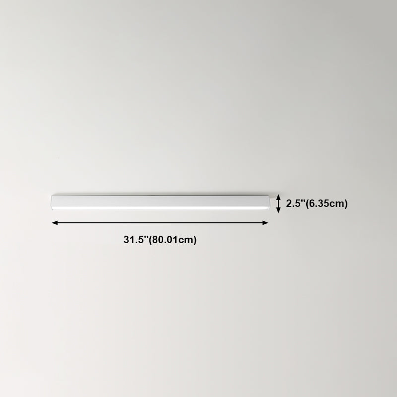 Linear Shape Ceiling Fixture Modern Style Metal 1 Light Ceiling Mounted Light in White