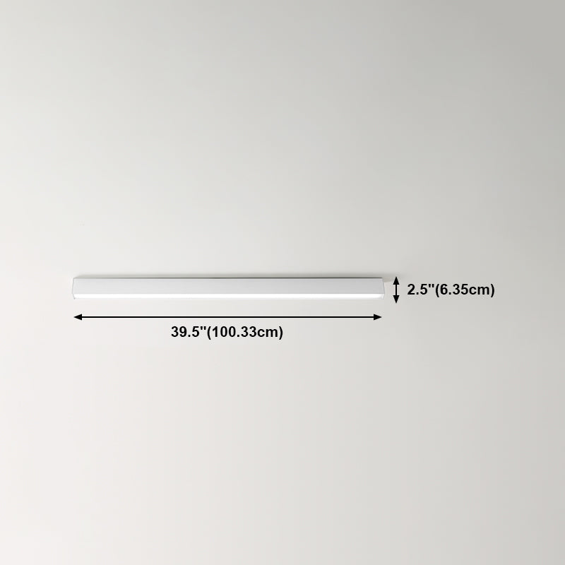 Linear Shape Ceiling Fixture Modern Style Metal 1 Light Ceiling Mounted Light in White