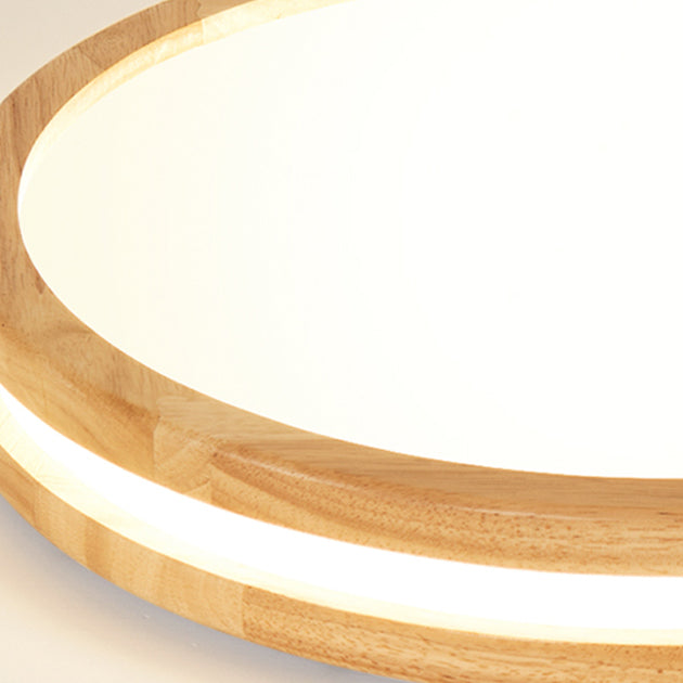 Geometric Wood Flush Ceiling Light Modern 1-Light Flush Ceiling Light Fixtures in Brown