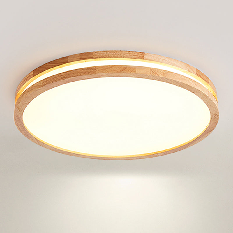 Geometric Wood Flush Ceiling Light Modern 1-Light Flush Ceiling Light Fixtures in Brown