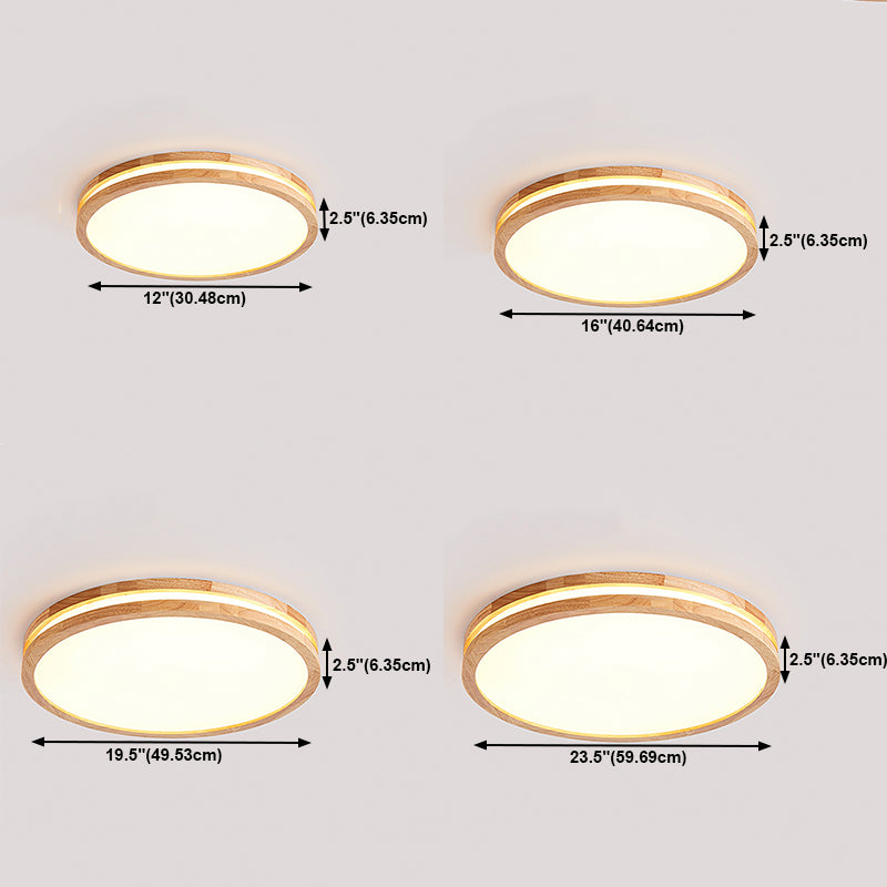 Geometric Wood Flush Ceiling Light Modern 1-Light Flush Ceiling Light Fixtures in Brown